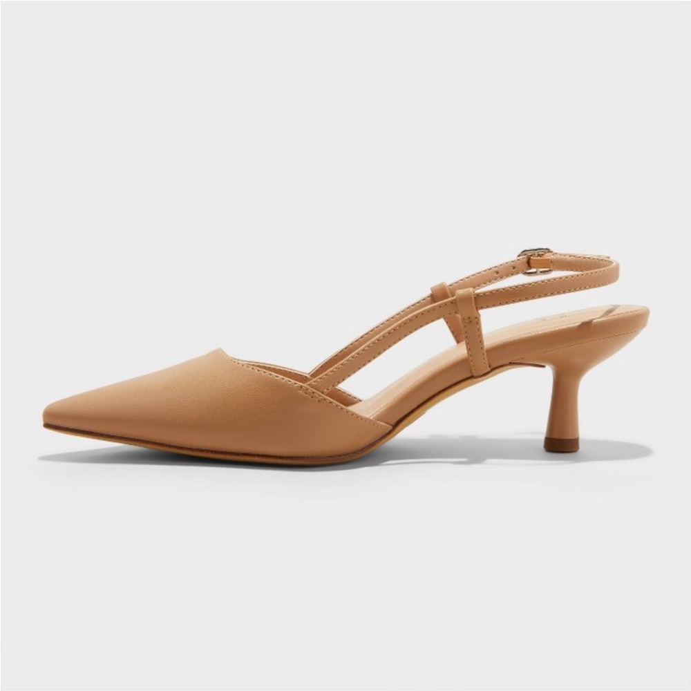 Annette Slingback Kitten Heels with Memory Foam Insole A New Day Tan new 🆕 - Picture 2 of 7
